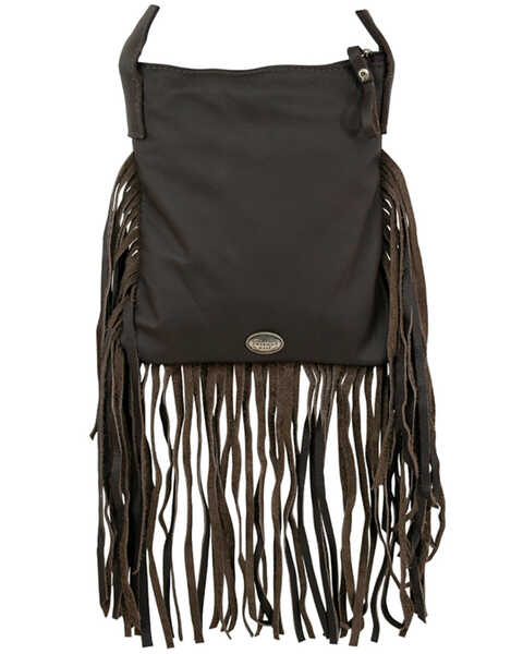 American West Women's Brindle-Hair On Fringe Handbag, Chocolate, hi-res