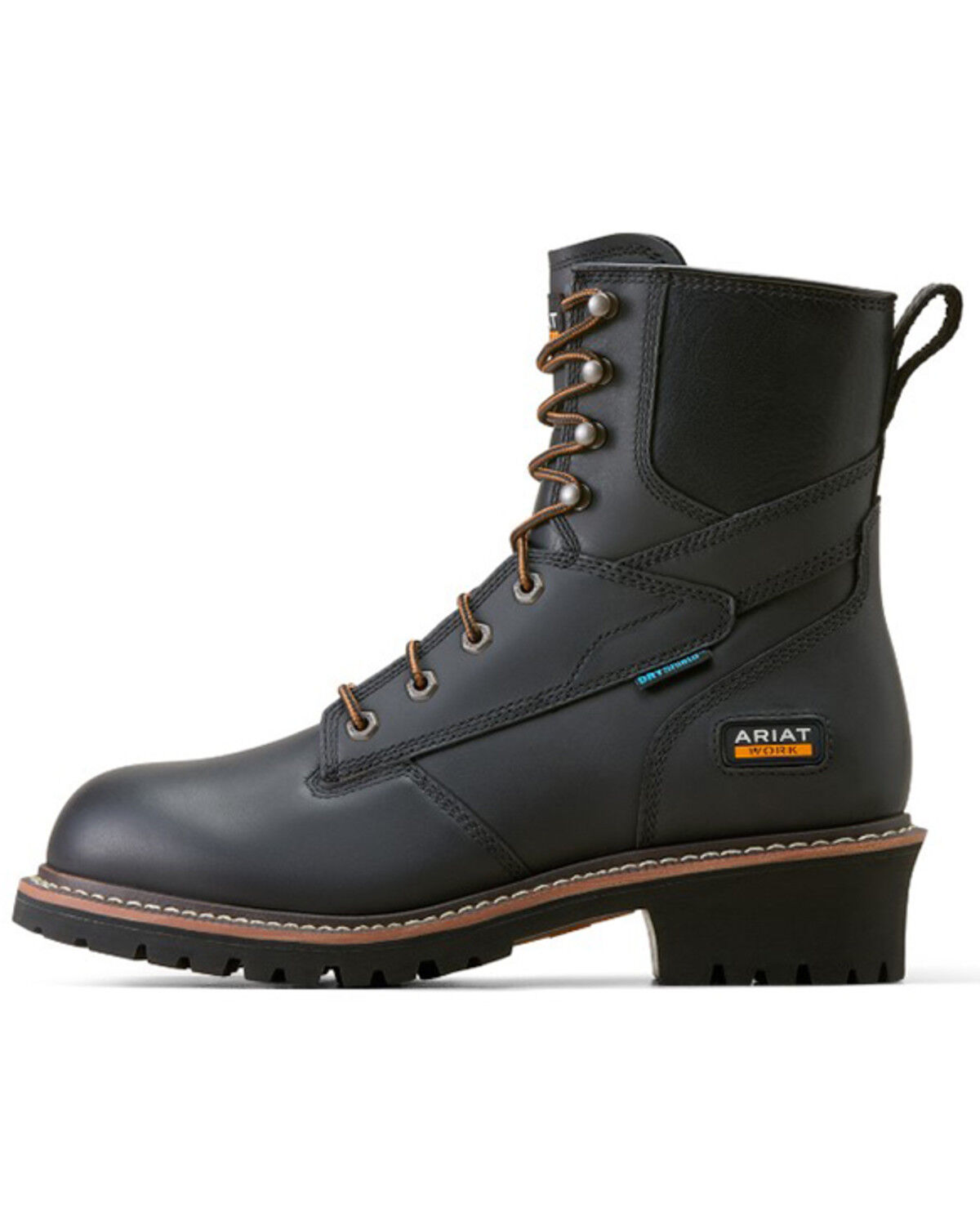 Image #2 - Ariat Men's 8" Logger Shock Shield Waterproof Work Boots - Soft Toe, Black, hi-res