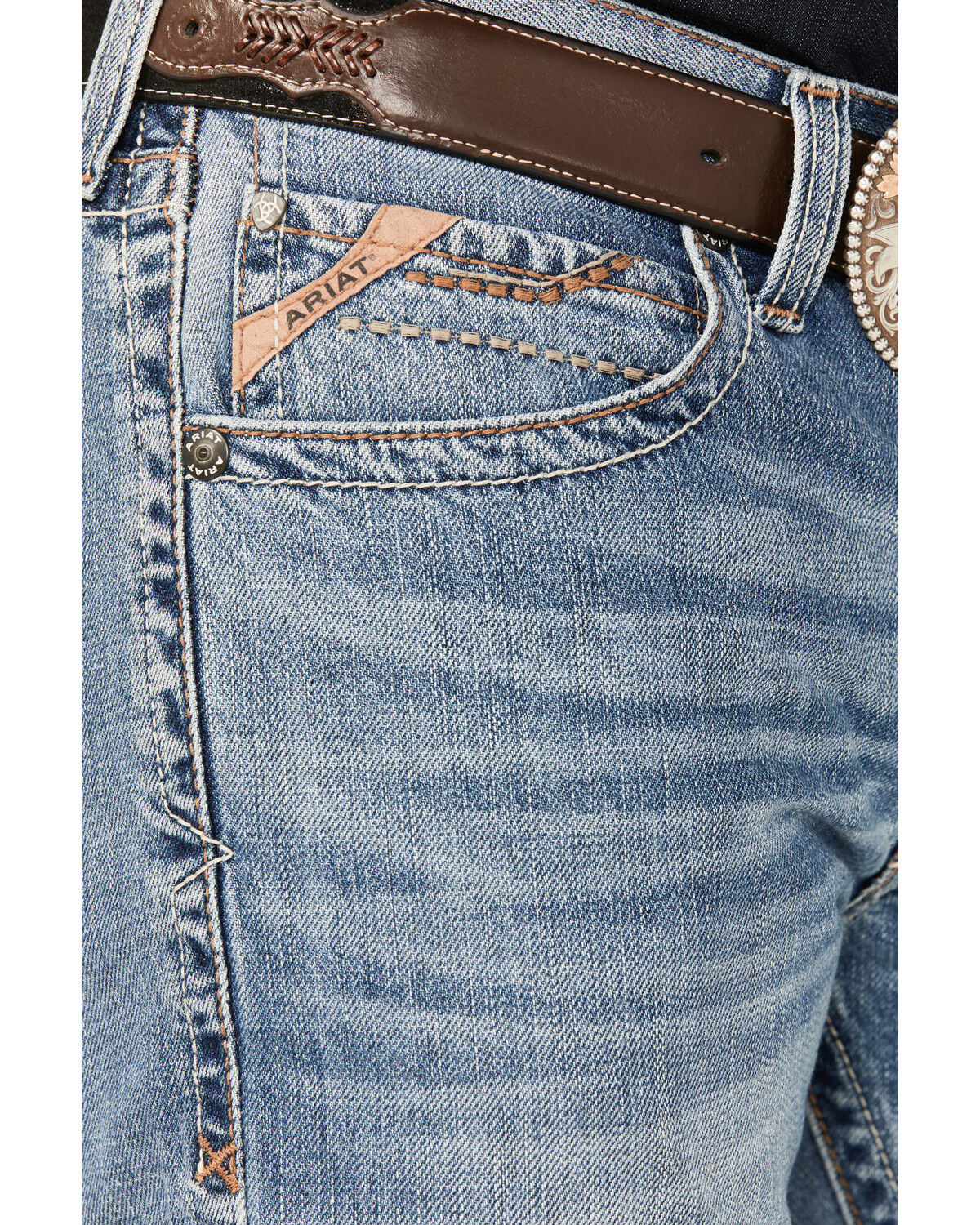 Image #2 - Ariat Men's M5 Baylor Lark Medium Wash Straight Rigid Jeans, , hi-res