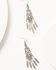 Image #1 - Shyanne Women's Silver & Turquoise Dangle Feather Earrings, Silver, hi-res