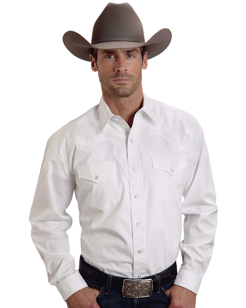 Stetson Solid White Fancy Yoke Western Shirt Sheplers