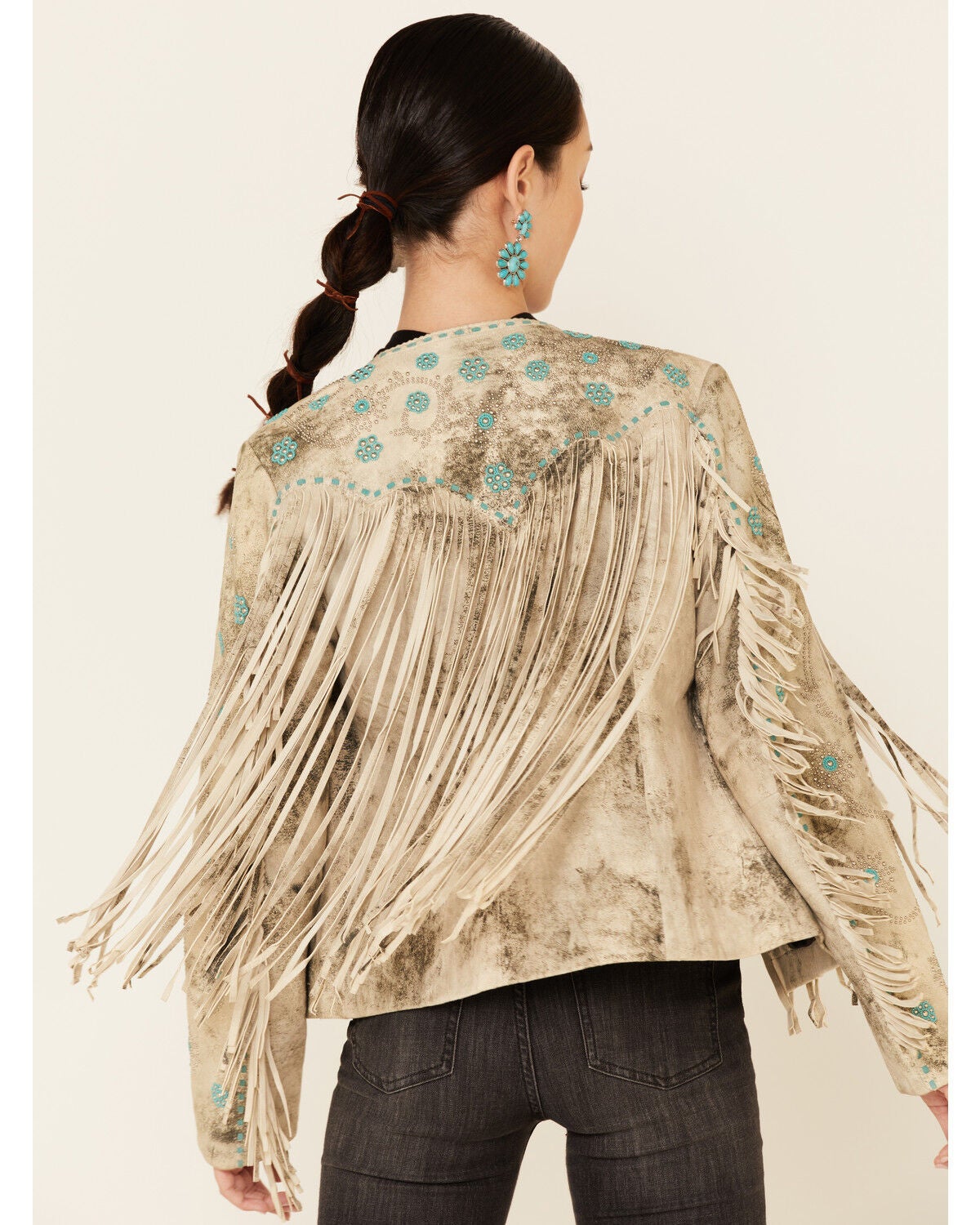 cream fringe jacket
