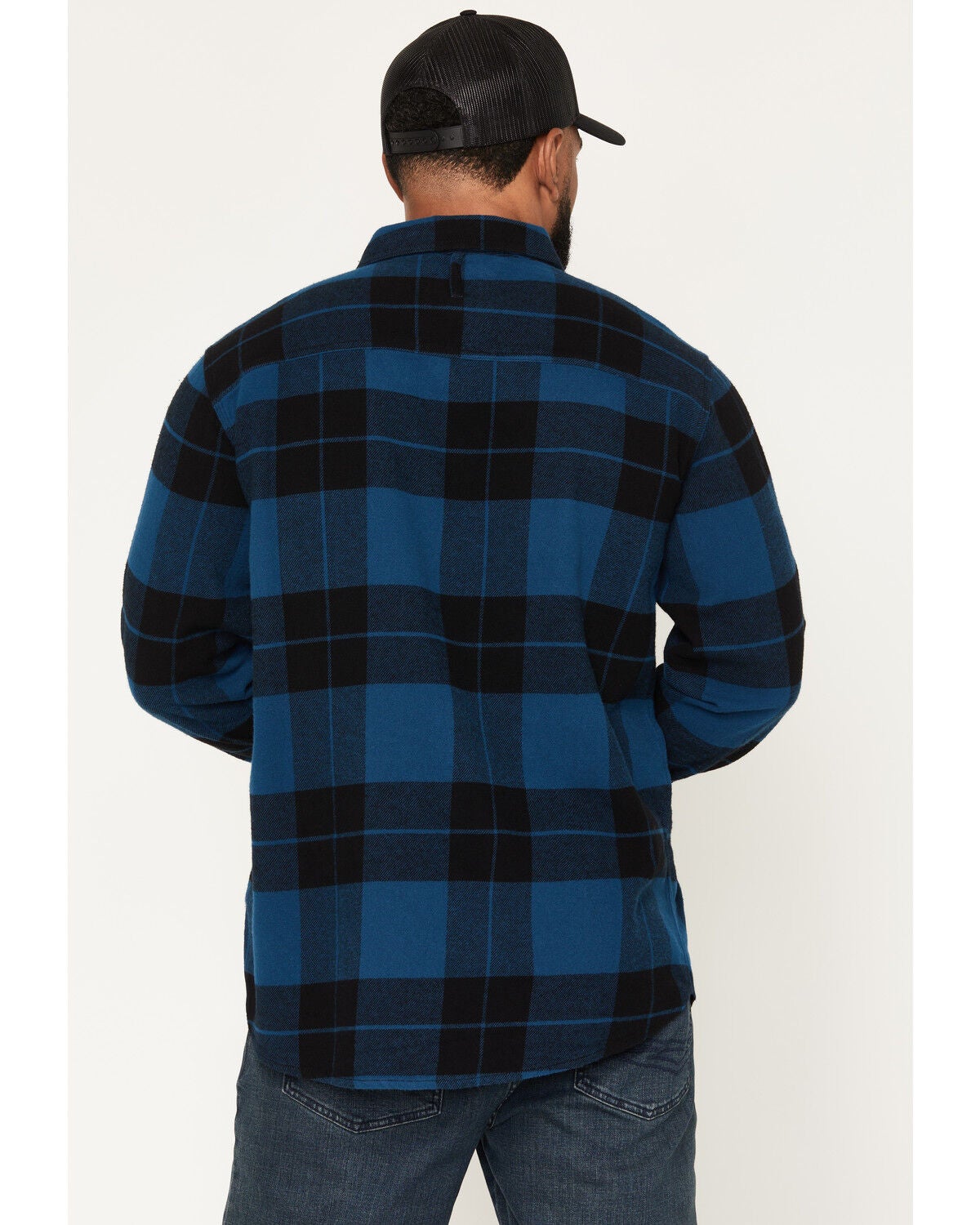 Image #4 - Hawx Men's Bull Plaid Print Long Sleeve Button-Down Flannel Shirt, Navy, hi-res