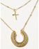 Image #2 - Shyanne Women's Horseshoe and Cross Layered Necklace, Gold, hi-res