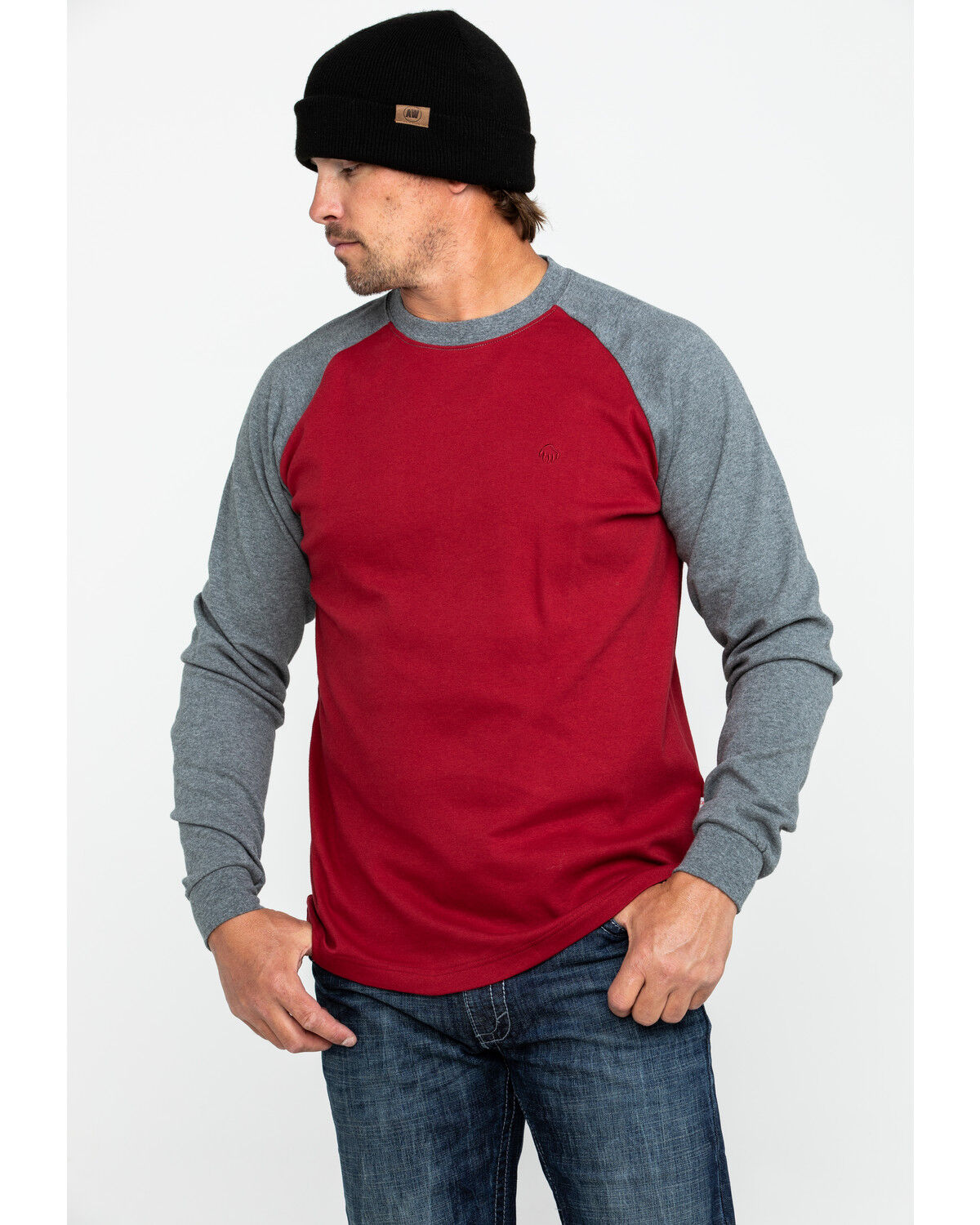 Image #1 - Wolverine Men's Brower Baseball Long Sleeve Work Shirt, Dark Red, hi-res