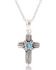Montana Silversmiths Women's Feathered Cross Turquoise Center Necklace, Silver, hi-res