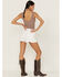 Image #3 - Daze Women's Troublemaker in Trash Raw Hem White Shorts, White, hi-res