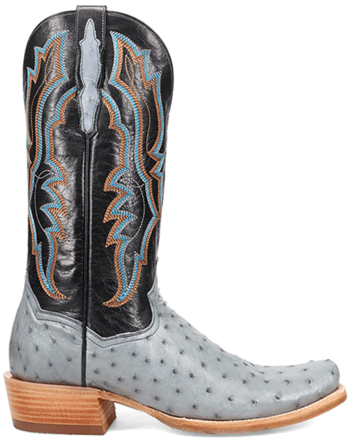 Image #2 - Dan Post Men's Brady Exotic Ostrich Western Boots - Square Toe, Blue, hi-res