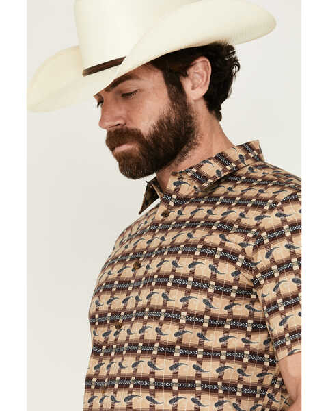 Image #2 - Gibson Men's Ombre Swirl Print Short Sleeve Button-Down Western Shirt , Brown, hi-res