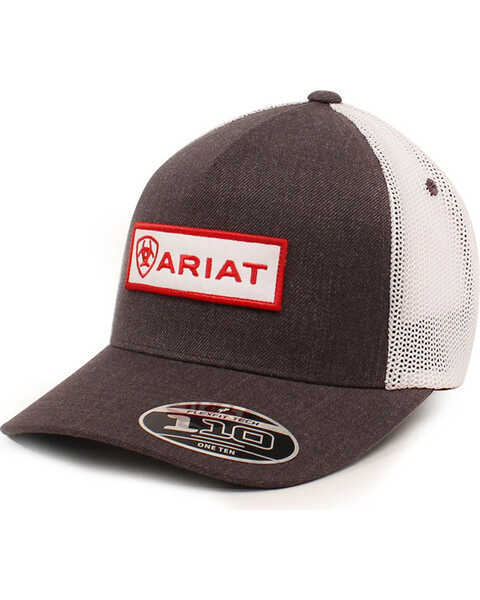 Ariat Men's Logo Patch Ball Cap, Grey, hi-res