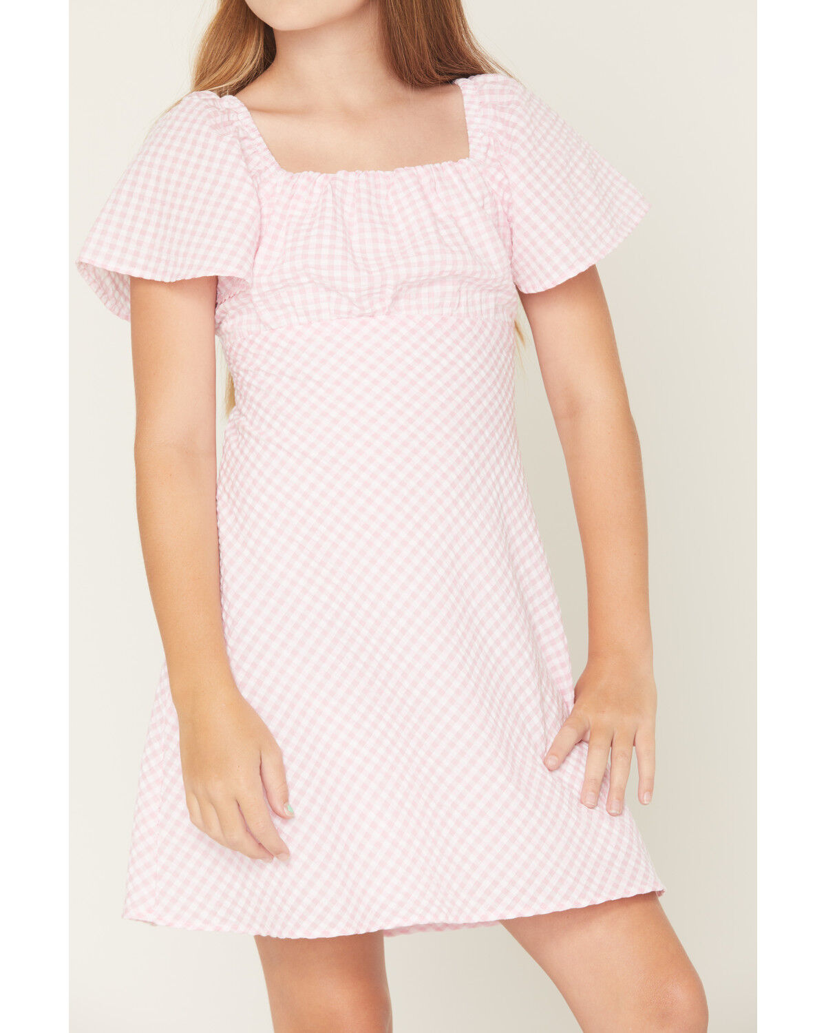 Image #3 - Originality Girls' Emma Gingham Tie Back Dress, Pink, hi-res