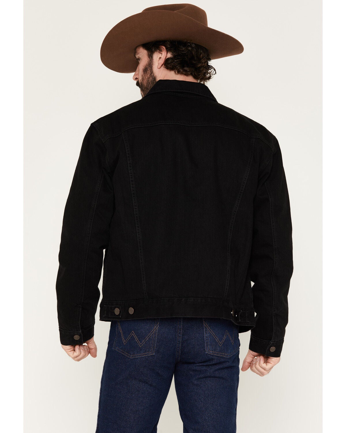 Image #4 - Wrangler Retro Men's Sherpa Lined Button-Down Denim Jacket, Black, hi-res