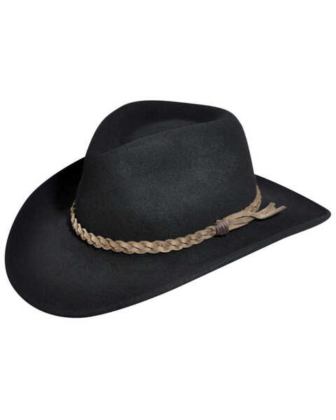 Wind River by Bailey Men's Switchback Felt Western Fashion Hat, Black, hi-res