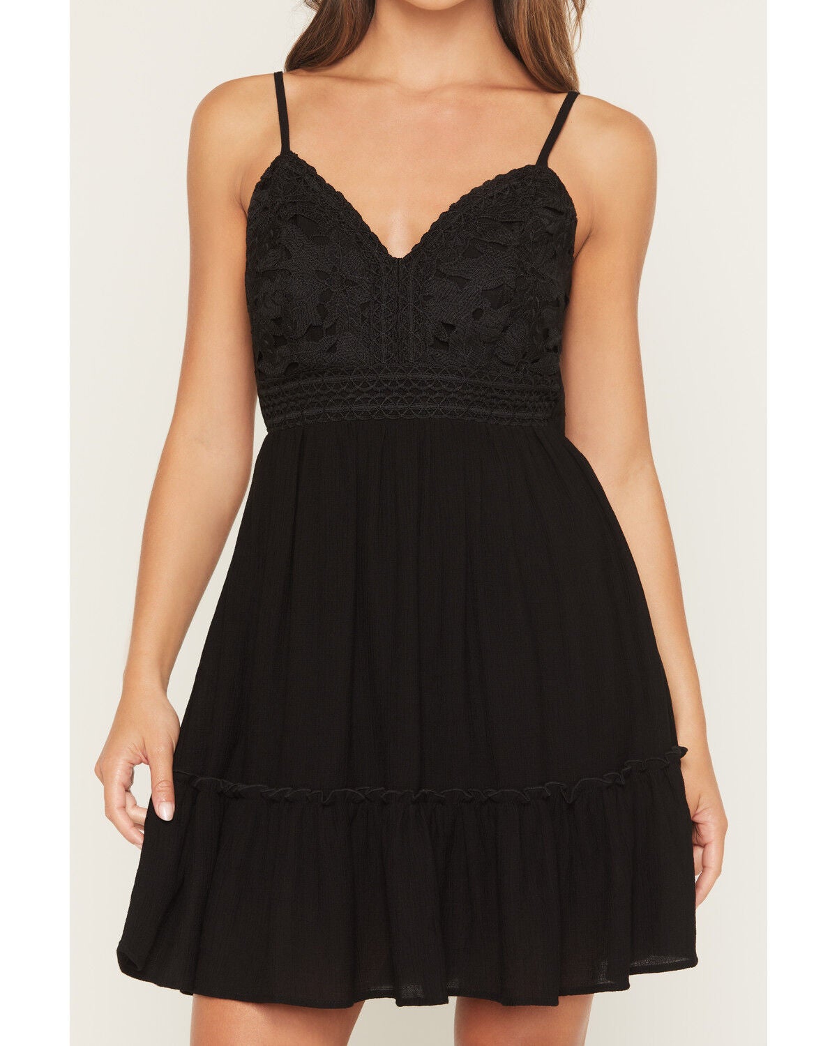Image #3 - Shyanne Women's Lace Sleeveless Tie-Back Mini Dress, Black, hi-res
