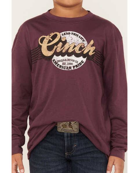 Image #3 - Cinch Boys' Logo Graphic Long Sleeve T-Shirt, Purple, hi-res