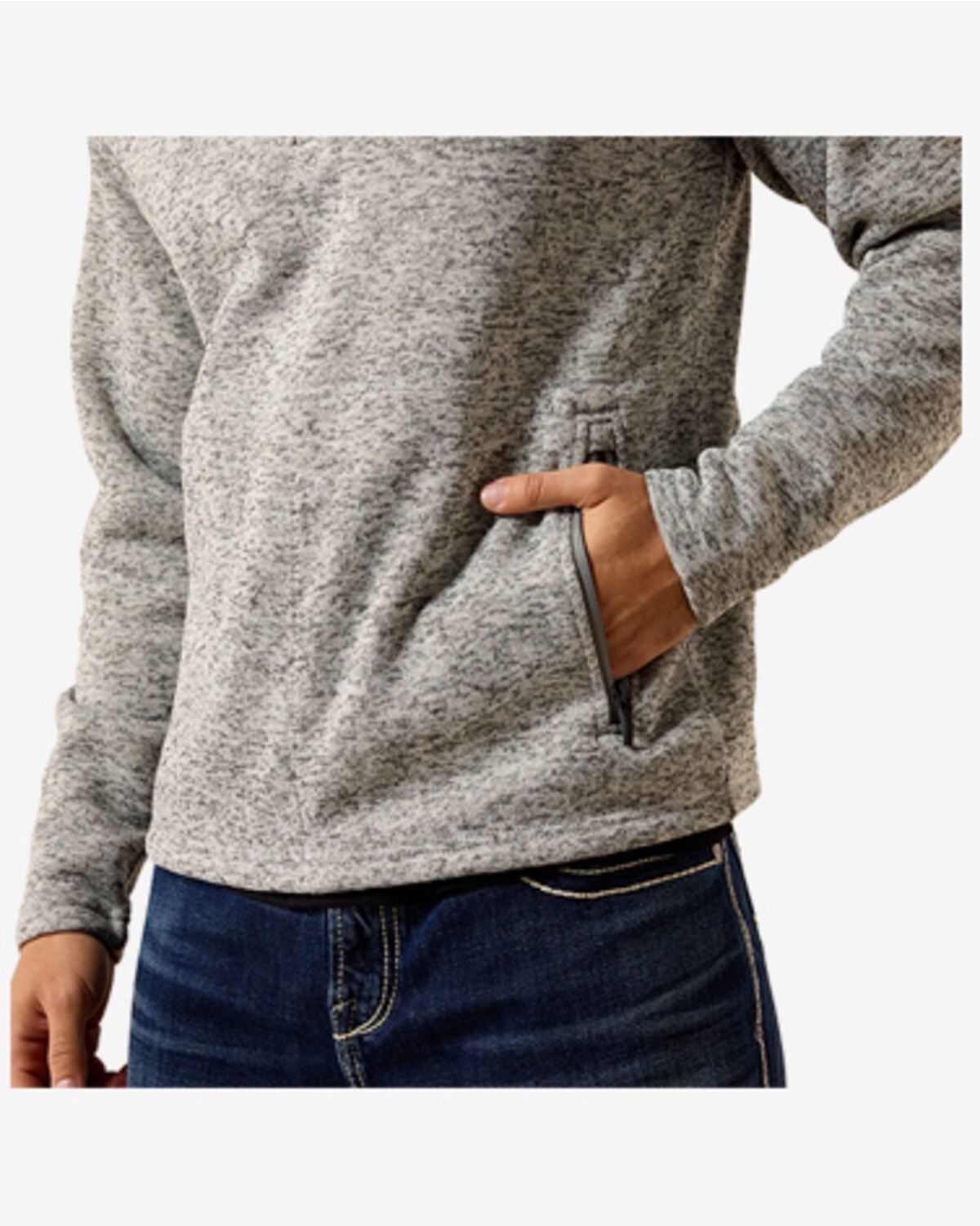 Image #2 - Ariat Men's Caldwell 1/4 Zip Sweater, Heather Grey, hi-res