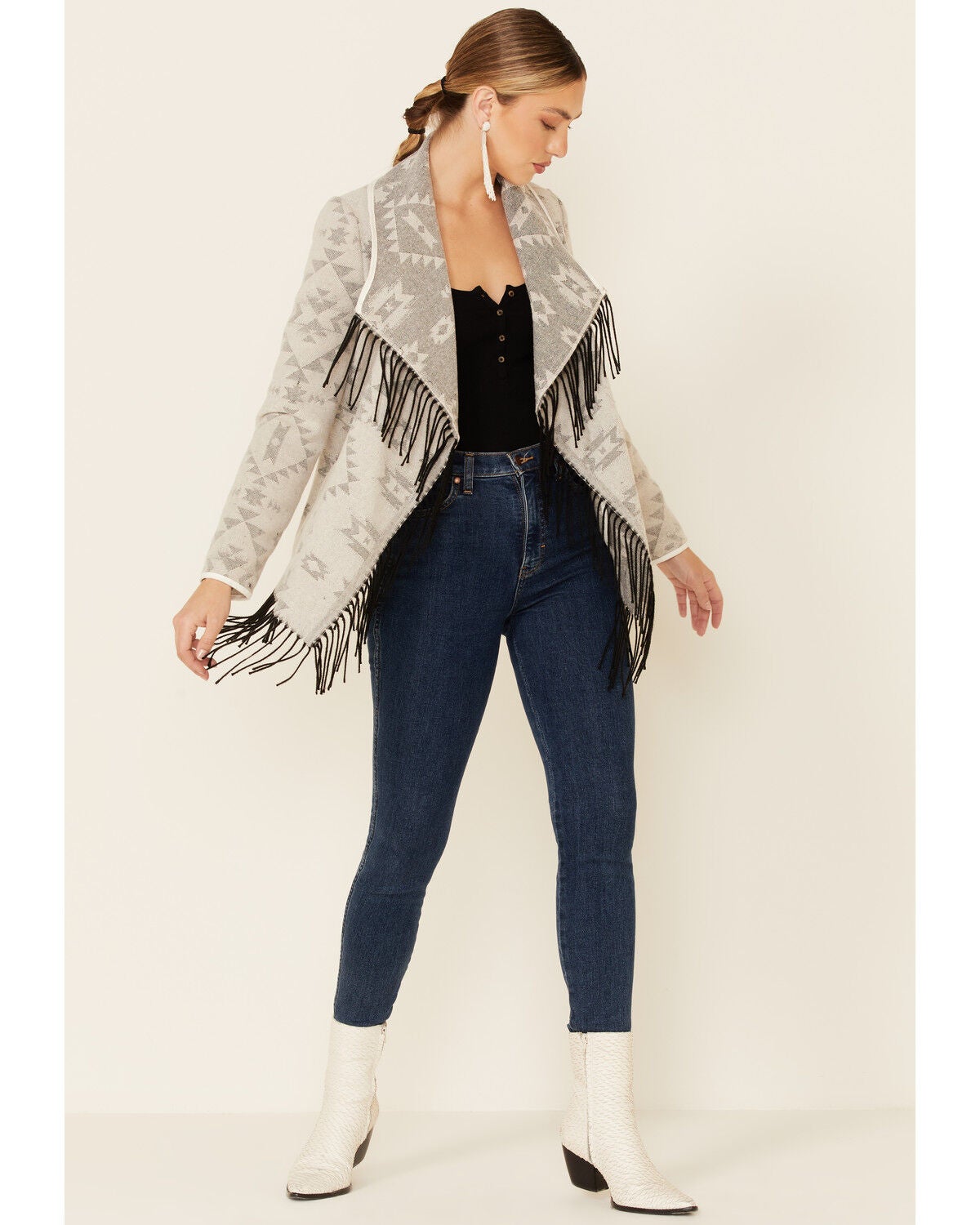 aztec print wool jacket