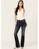 Image #3 - Miss Me Women's Dark Wash Wing Pocket Bootcut Stretch Denim Jeans , Dark Wash, hi-res
