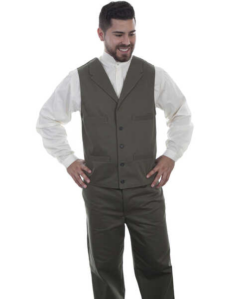 Scully Men's Herringbone Vest, Green, hi-res