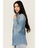 Image #2 - Wrangler Retro Women's Light Wash Embroidered Long Sleeve Pearl Snap Denim Western Shirt, Blue, hi-res