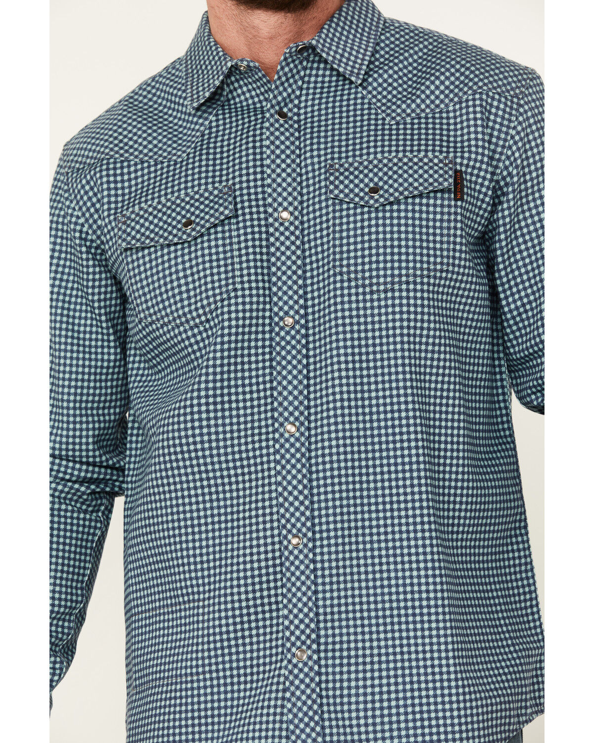 Image #3 - Cody James Men's FR Midweight Geo Print Long Sleeve Pearl Snap Western Shirt, Teal, hi-res