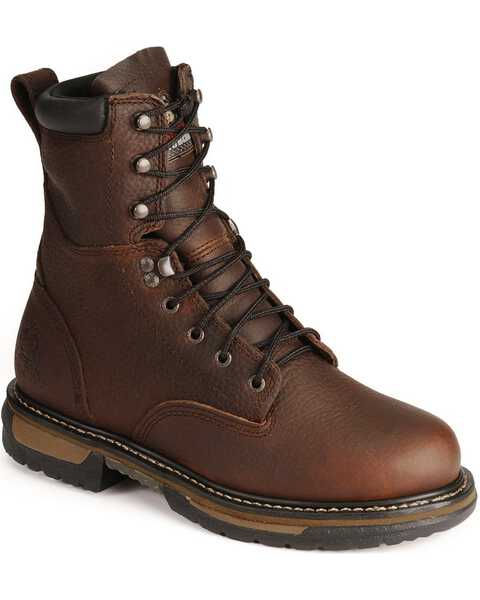 Rocky 8" IronClad Waterproof Work Boots - Steel Toe, Bridle Brn, hi-res