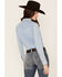 Image #3 - Kimes Ranch Women's Kaycee Denim Long Sleeve Western Pearl Snap Shirt, Dark Medium Wash, hi-res