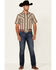 Cody James Men's Lanyard Dobby Plaid Print Short Sleeve Snap Western Shirt, Olive, hi-res