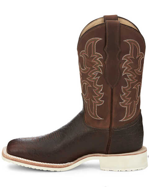 Image #3 - Justin Men's Western Boots - Broad Square Toe, Dark Brown, hi-res