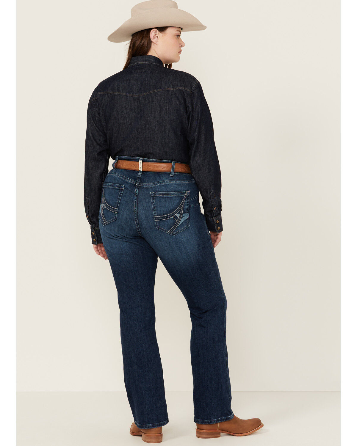 Image #3 - Ariat Women's Dark Wash Ariana Mid Rise Bootcut Stretch Denim Jeans - Plus, Dark Wash, hi-res