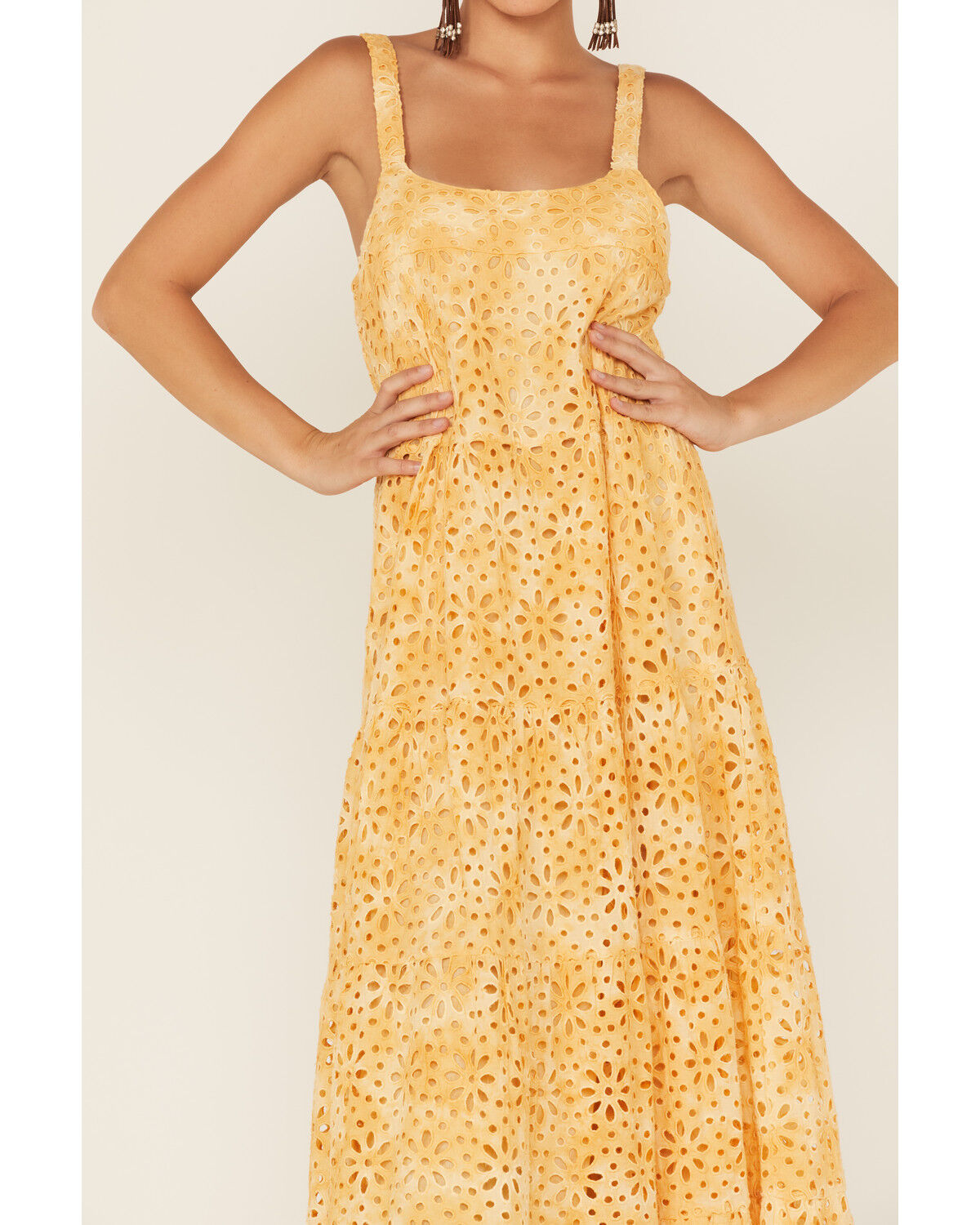 Image #3 - Jen's Pirate Booty Women's Flower Power Eyelet Lace Maxi Dress, Gold, hi-res