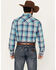 Image #4 - Wrangler Retro Men's Plaid Print Long Sleeve Snap Western Shirt, Teal, hi-res