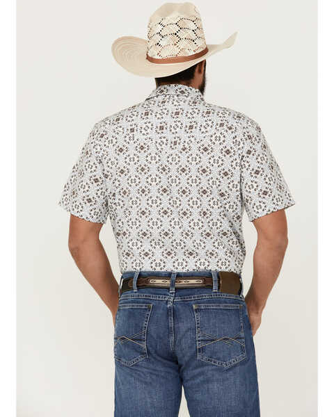 Image #4 - Cody James Men's High Plains Southwestern Print Short Sleeve Snap Western Shirt , Light Blue, hi-res