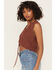 Image #2 - Shyanne Women's Metallic Cinch-Front Sweater Tank, Mahogany, hi-res