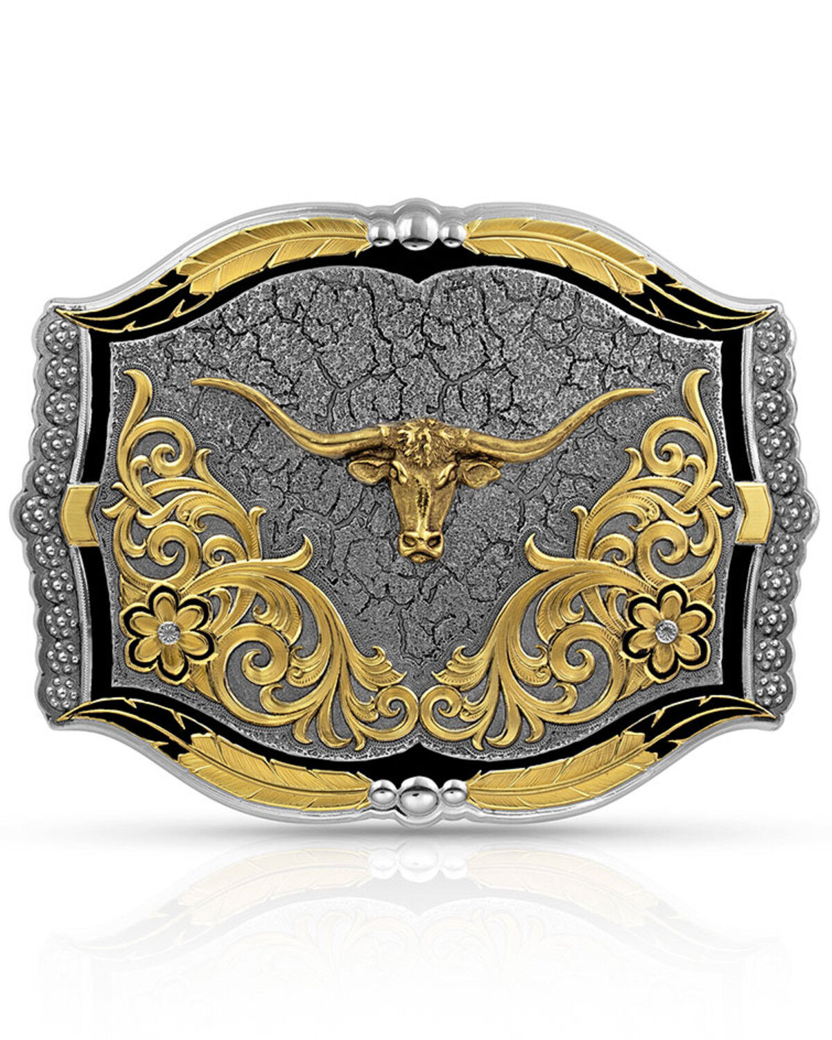 Image #1 - Montana Silversmiths Cracked Earth Longhorn Buckle, Silver, hi-res