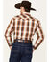 Image #4 - Cowboy Hardware Men's Hombre Plaid Print Long Sleeve Snap Western Shirt, Brown, hi-res