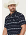 Image #2 - Cody James Men's Ikat Striped Short Sleeve Pearl Snap Western Shirt, Indigo, hi-res