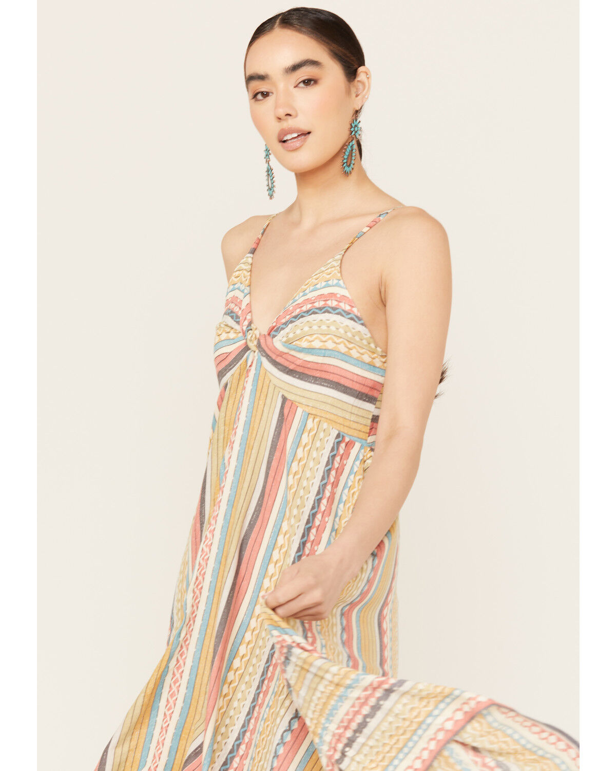 Image #2 - Angie Women's Knot Front Midi Dress, Multi, hi-res