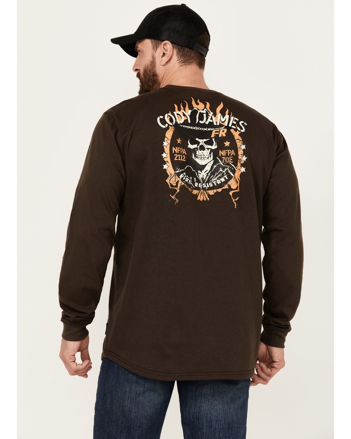 Image #1 - Cody James Men's FR Long Sleeve Graphic Shirt, Chocolate, hi-res