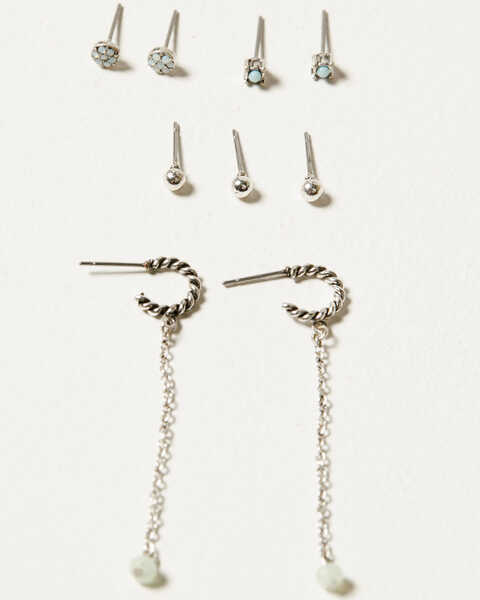 Image #4 - Shyanne Women's Delicate Pastel Stone Multi Earring Set - 12 Piece, Silver, hi-res