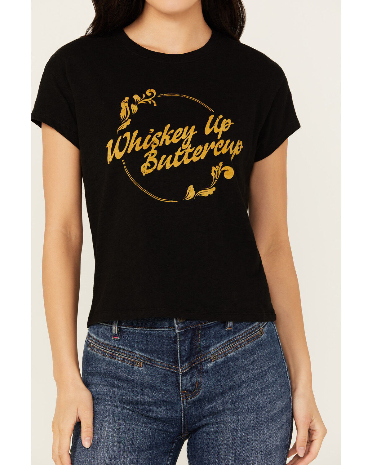 Image #3 - White Crow Women's Whiskey Up Flocked Short Sleeve Graphic Tee, Black, hi-res