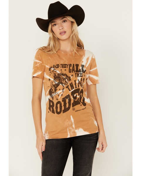 Image #1 - Bohemian Cowgirl Women's Call This Rodeo Bleached Short Sleeve Graphic Tee, Brown, hi-res