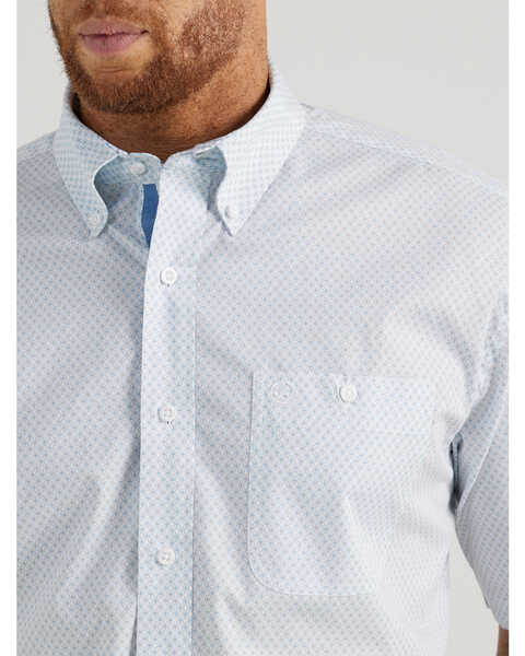 Image #2 - George Strait by Wrangler Men's Geo Print Short Sleeve Button-Down Stretch Western Shirt , White, hi-res