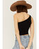 Fornia Women's Top One One Shoulder Ribbed Cami Top, Black, hi-res
