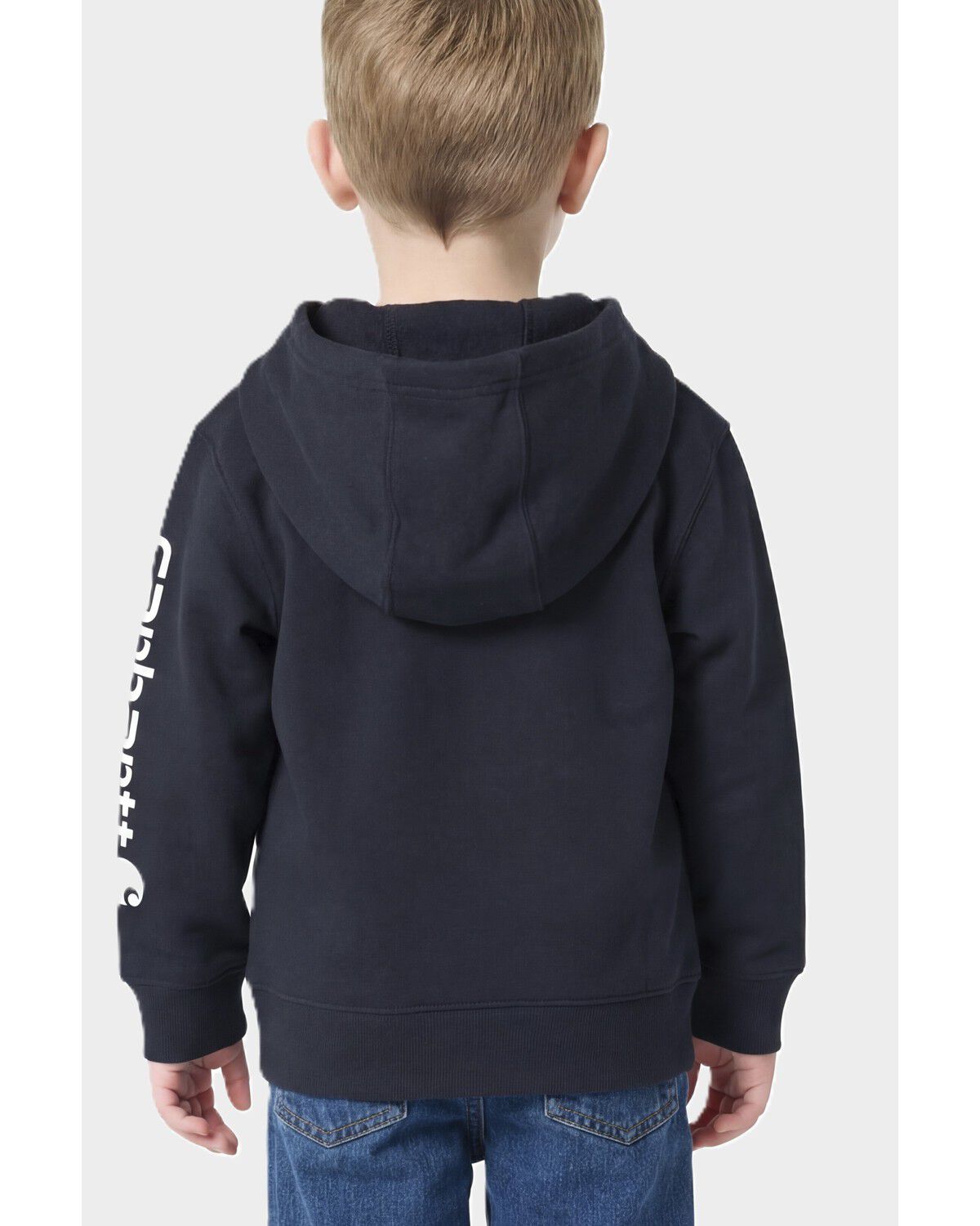 Image #4 - Carhartt Toddler Boys' Long Sleeve Half Zip Hooded Logo Pullover, Black, hi-res