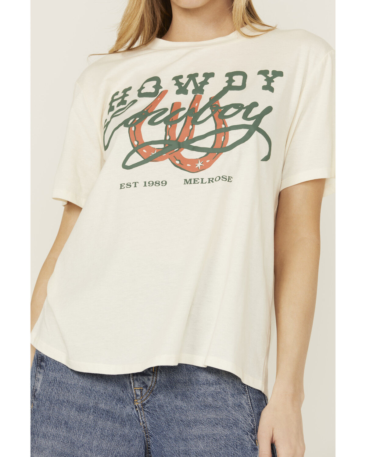 Image #3 - Blended Women's Howdy Cowboy Short Sleeve Graphic Tee, Cream, hi-res
