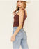 Image #4 - Bandit Brand Women's Hippie Heart Graphic Lace Trim Tank Top, Rust Copper, hi-res