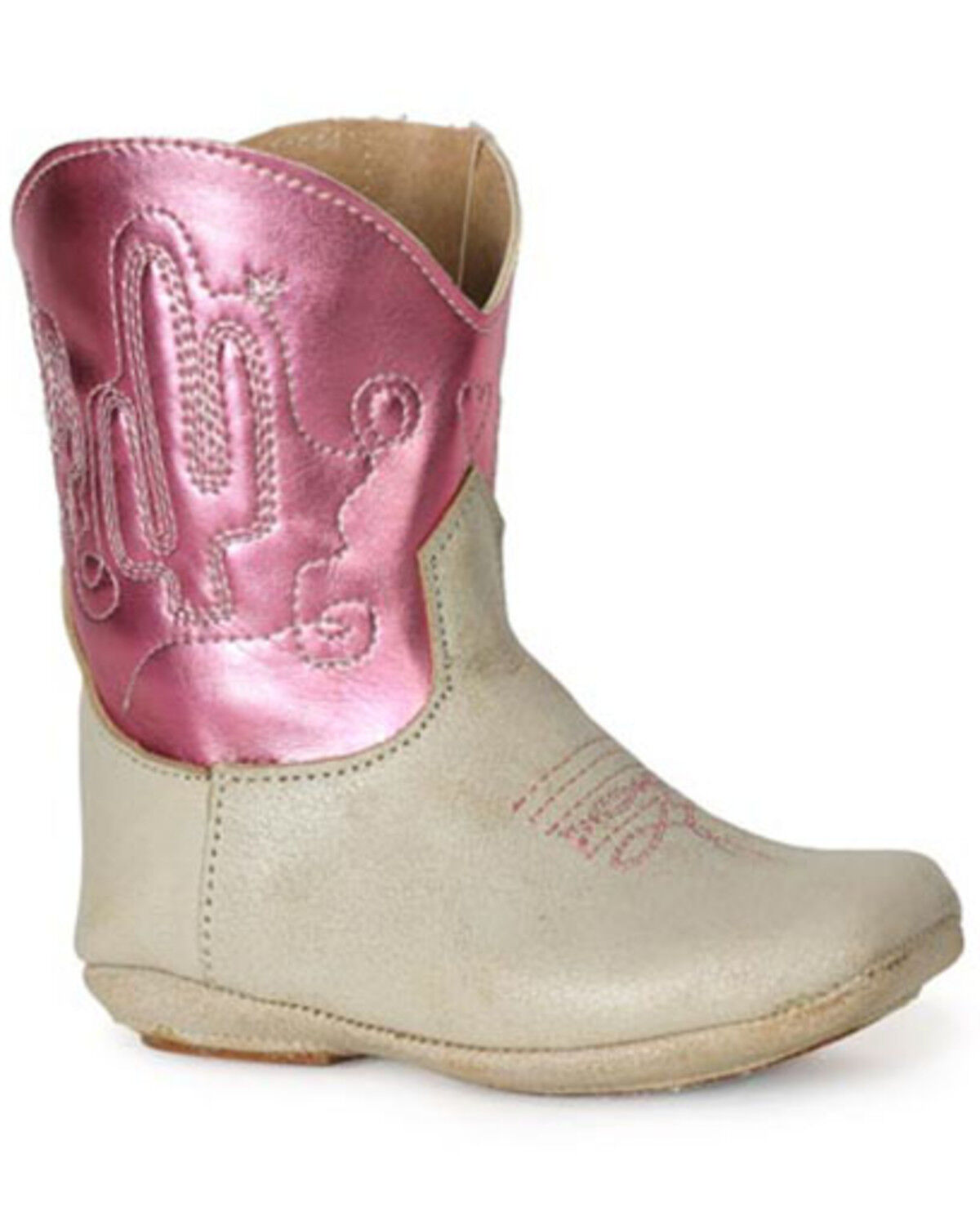 Image #1 - Roper Infant Girls' Cowbabies Cactus Western Boots - Broad Square Toe, Brown, hi-res