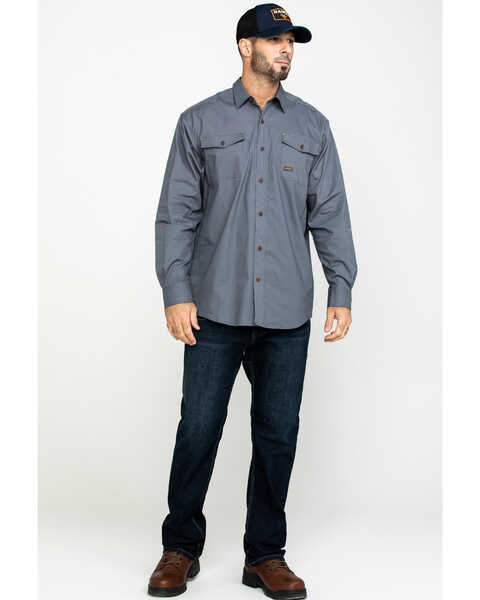 Image #6 - Ariat Men's Steel Rebar Made Tough Durastretch Long Sleeve Work Shirt , Steel, hi-res