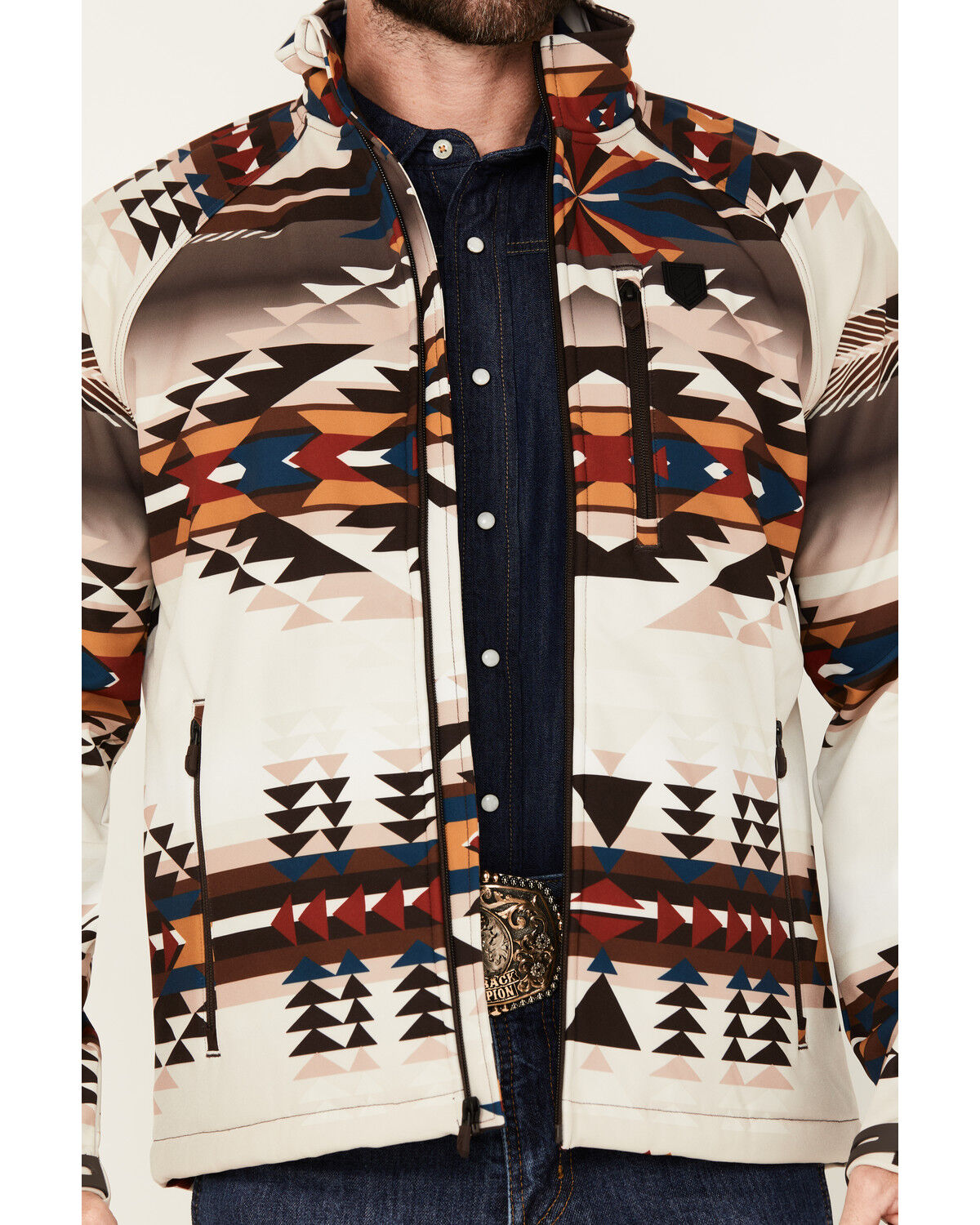 Image #3 - RANK 45® Men's Southwestern Print Softshell Jacket, Tan, hi-res